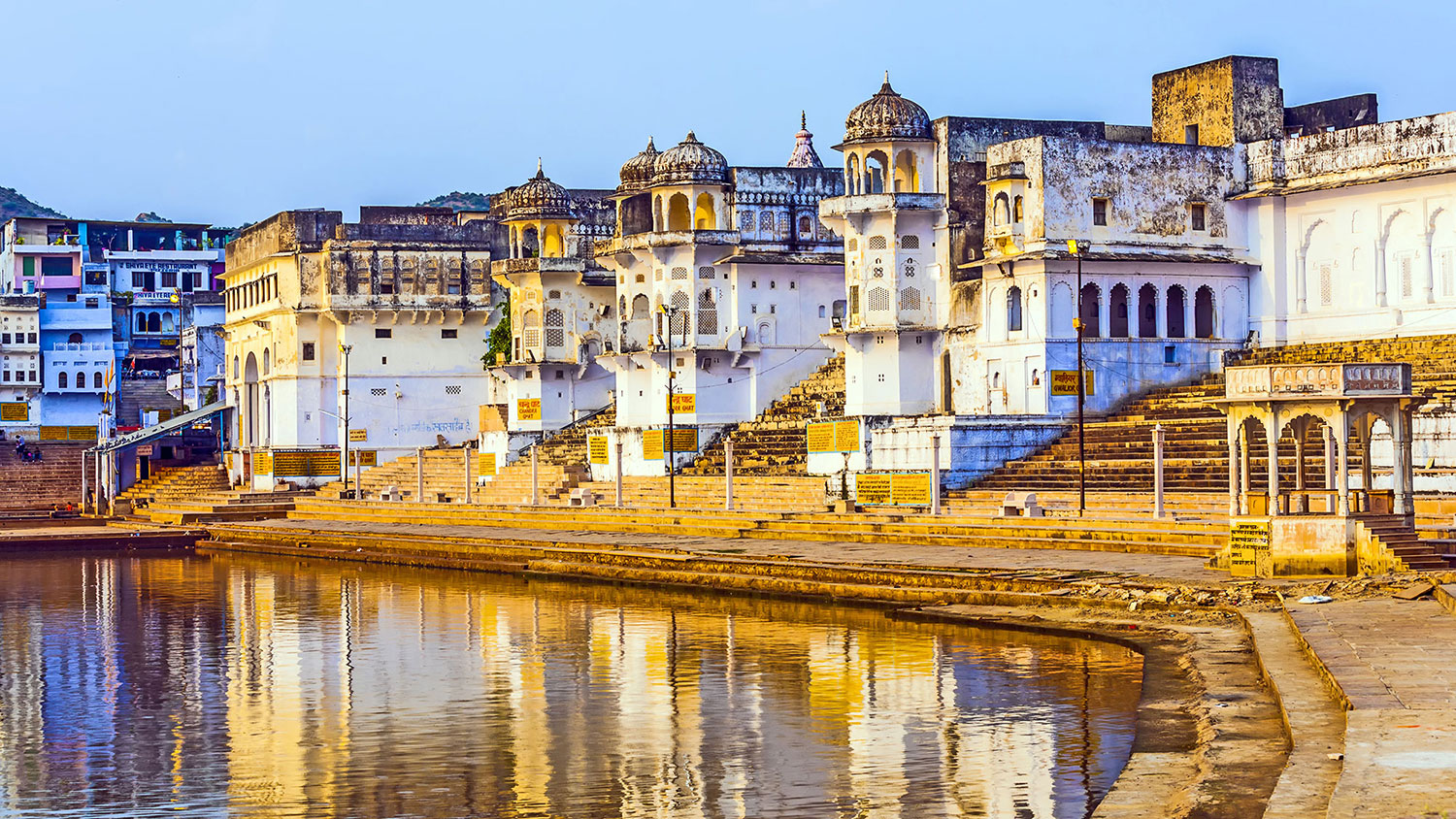 lake view to the ghats of Pushkar