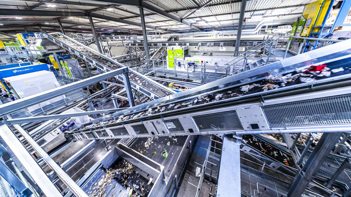 Tapis de tri, centre de tri des déchets