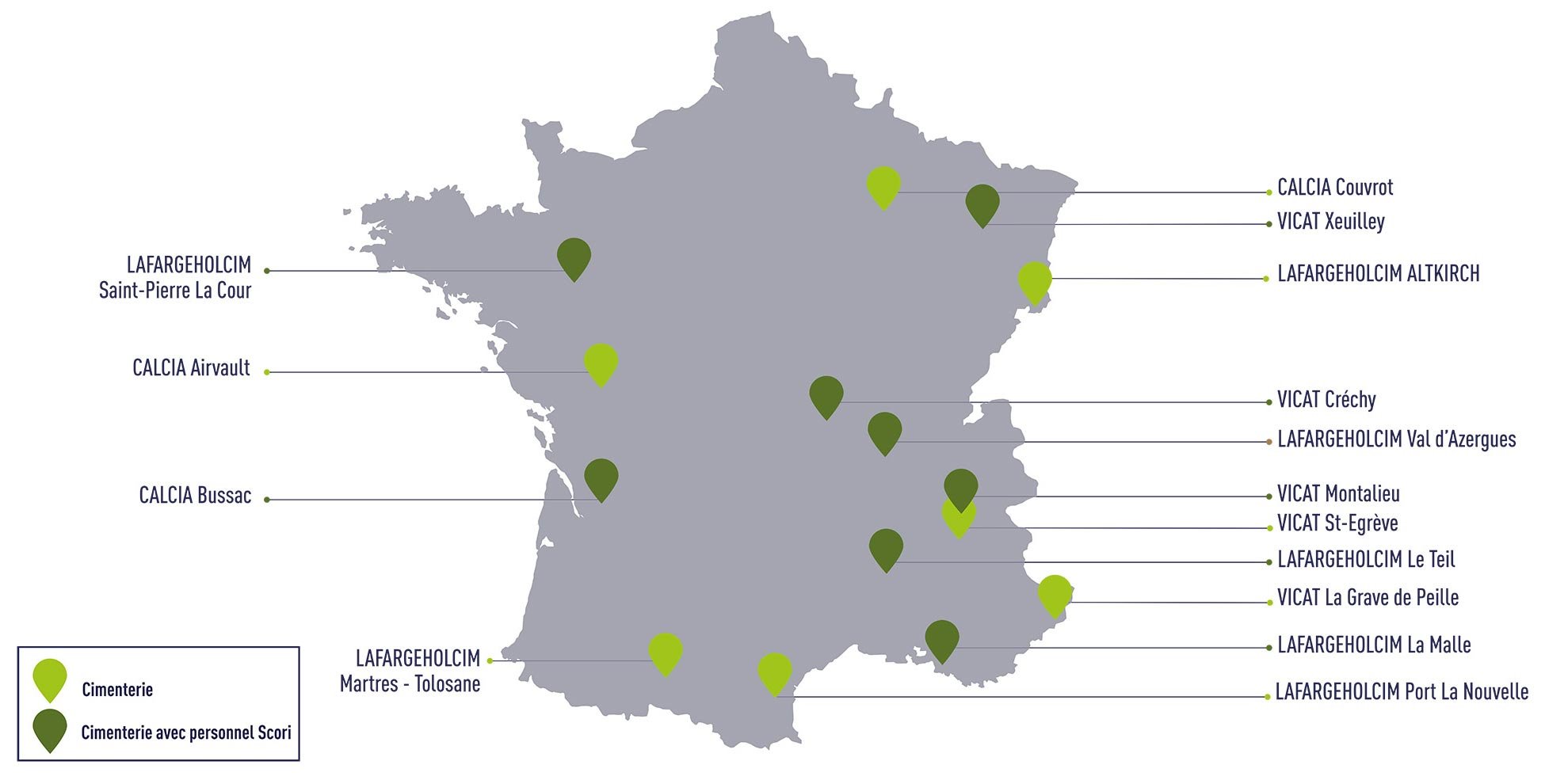 Cartographie de notre réseau cimentier